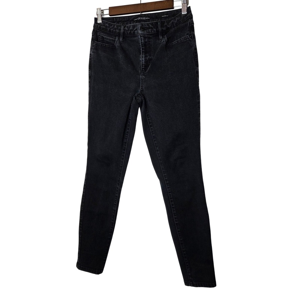 GUESS 1981 Skinny Jeans Black Stretch Mid‎ Rise Womens